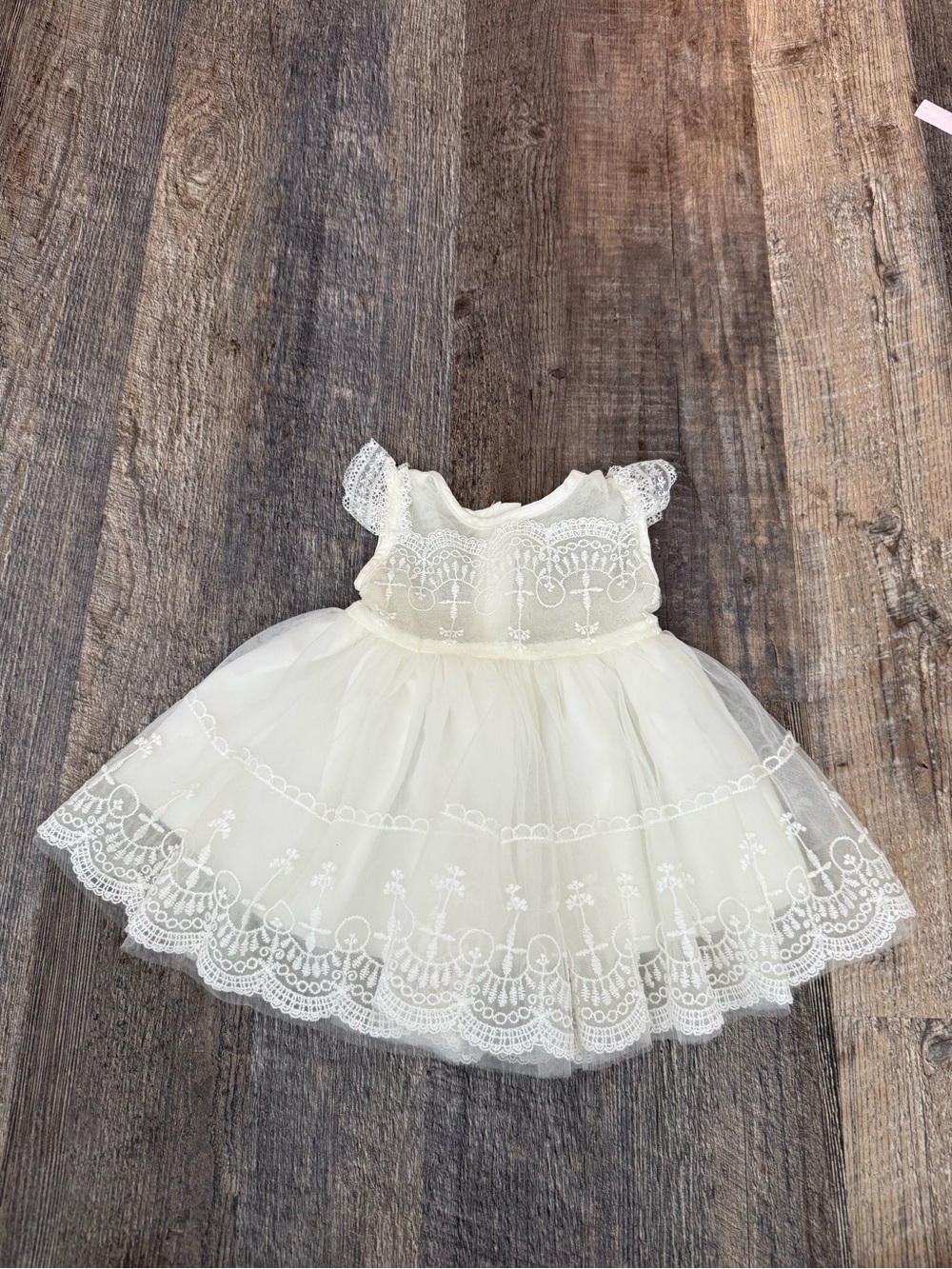 Baby Girls Ivory Lace Tulle Dress Elegant Party Dress Christening Church Baptism